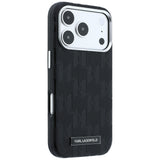 Husă pentru iPhone 17 Pro / iPhone 18 Pro, Karl Lagerfeld MagSafe Grained Leather Mono Resin Logo, Neagră