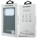 Husă pentru iPhone 17 Pro / iPhone 18 Pro, Karl Lagerfeld MagSafe Grained Leather Mono Resin Logo, Neagră