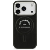Husă pentru iPhone 17 Pro Max / iPhone 18 Pro Max, Karl Lagerfeld HC MagSafe Leather Embossed Ring Karl RSG Logo, Neagră