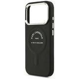 Husă pentru iPhone 17 Pro Max / iPhone 18 Pro Max, Karl Lagerfeld HC MagSafe Leather Embossed Ring Karl RSG Logo, Neagră