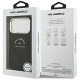 Husă pentru iPhone 17 Pro Max / iPhone 18 Pro Max, Karl Lagerfeld HC MagSafe Leather Embossed Ring Karl RSG Logo, Neagră