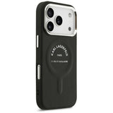 Husă pentru iPhone 17 Pro / iPhone 18 Pro, Karl Lagerfeld MagSafe Leather Embossed Ring Karl RSG Logo, Neagră