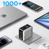Încărcător Ugreen Nexode Pro X772, 3x USB-C, USB-A, Smart Display, GaN, 100W, Plug pliabil, Argintiu