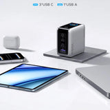 Încărcător Ugreen Nexode Pro X772, 3x USB-C, USB-A, Smart Display, GaN, 100W, Plug pliabil, Argintiu