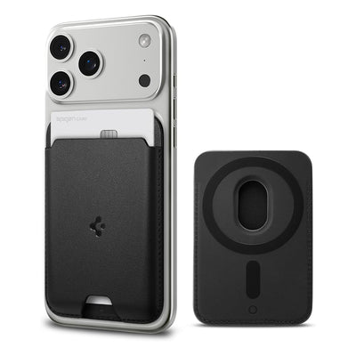 Portofel Spigen Valentinus Wallet MagFit, 2 carduri, piele PU, Negru