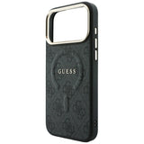 Husă pentru iPhone 17 Pro / iPhone 18 Pro, Guess 4G Embossed Classic MagSafe, Neagră
