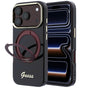 Husă pentru iPhone 17 Pro / iPhone 18 Pro, Guess Ring Stand Script Metal Logo MagSafe, Bordo