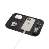 Organizator auto Spigen Sectional Catchall Tray LD403, 4 compartimente, suport telefon, baza antialunecare, poliuretan, Negru