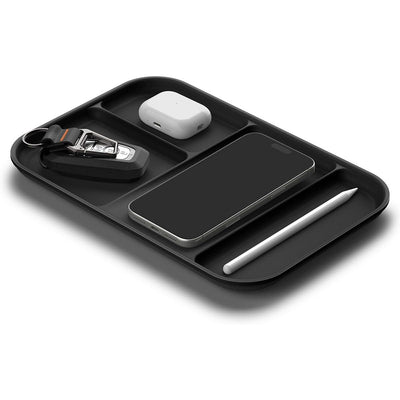 Organizator auto Spigen Sectional Catchall Tray LD403, 4 compartimente, suport telefon, baza antialunecare, poliuretan, Negru