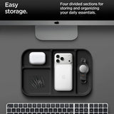 Organizator auto Spigen Sectional Catchall Tray LD403, 4 compartimente, suport telefon, baza antialunecare, poliuretan, Negru