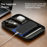 Organizator auto Spigen Sectional Catchall Tray LD403, 4 compartimente, suport telefon, baza antialunecare, poliuretan, Negru