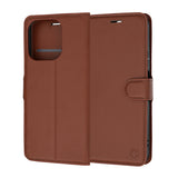 Husă pentru Honor 600 Smart, Techsuit Leather Folio, Maro