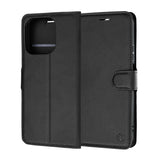 Husă pentru Honor 600 Smart, Techsuit Leather Folio, Neagră
