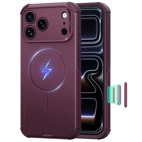 Husă pentru iPhone 17 Pro / iPhone 18 Pro, ESR Cyber HaloLock, Bordo mată
