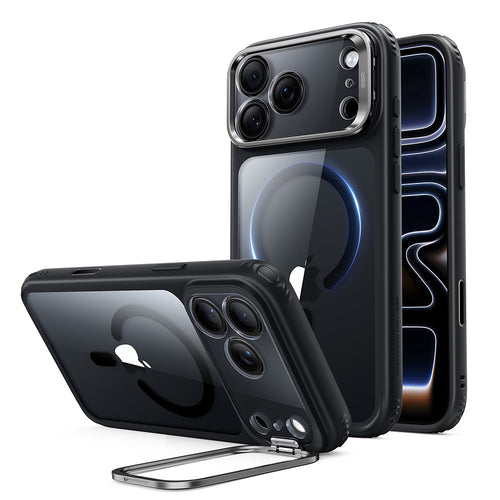 Husă pentru iPhone 17 Pro / iPhone 18 Pro, ESR Classic Hybrid HaloLock Kickstand, Transparentă Neagră