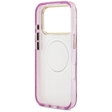 Husă pentru iPhone 17 Pro / iPhone 18 Pro, Guess IML Glitter Flowers Triangle MagSafe, Mov