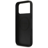 Husă pentru iPhone 17 Pro Max / iPhone 18 Pro Max, Guess Leather 4G Triangle Strass MagSafe, Neagră