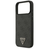 Husă pentru iPhone 17 Pro Max / iPhone 18 Pro Max, Guess Leather 4G Triangle Strass MagSafe, Neagră