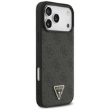 Husă pentru iPhone 17 Pro Max / iPhone 18 Pro Max, Guess Leather 4G Triangle Strass MagSafe, Neagră