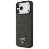 Husă pentru iPhone 17 Pro Max / iPhone 18 Pro Max, Guess Leather 4G Triangle Strass MagSafe, Neagră