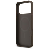 Husă pentru iPhone 17 Pro Max / iPhone 18 Pro Max, Guess Leather 4G Triangle Strass MagSafe, Maro
