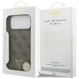 Husă pentru iPhone 17 Pro Max / iPhone 18 Pro Max, Guess Leather 4G Triangle Strass MagSafe, Maro