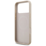 Husă pentru iPhone 18 Pro Max, Guess Leather 4G Triangle Strass MagSafe, Roz