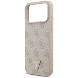 Husă pentru iPhone 18 Pro Max, Guess Leather 4G Triangle Strass MagSafe, Roz