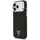Husă pentru iPhone 17 Pro Max / iPhone 18 Pro Max, Guess Glitter Triangle Logo MagSafe, Neagră