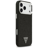 Husă pentru iPhone 17 Pro Max / iPhone 18 Pro Max, Guess Glitter Triangle Logo MagSafe, Neagră