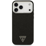 Husă pentru iPhone 17 Pro Max / iPhone 18 Pro Max, Guess Glitter Triangle Logo MagSafe, Neagră