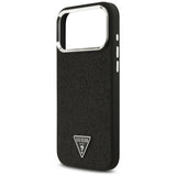Husă pentru iPhone 17 Pro Max / iPhone 18 Pro Max, Guess Glitter Triangle Logo MagSafe, Neagră