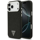 Husă pentru iPhone 17 Pro Max / iPhone 18 Pro Max, Guess Glitter Triangle Logo MagSafe, Neagră