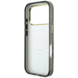 Husă pentru iPhone 17 Pro Max / iPhone 18 Pro Max, Guess Zebra Glitter Triangle Logo MagSafe, Argintie