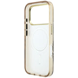Husă pentru iPhone 17 Pro / iPhone 18 Pro, Guess Zebra Glitter Triangle Logo MagSafe, Aurie
