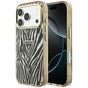 Husă pentru iPhone 17 Pro / iPhone 18 Pro, Guess Zebra Glitter Triangle Logo MagSafe, Aurie