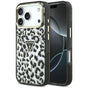 Husă pentru iPhone 17 Pro / iPhone 18 Pro, Guess Leopard Glitter Triangle Logo MagSafe, Neagră