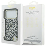 Husă pentru iPhone 17 Pro Max / iPhone 18 Pro Max, Guess Leopard Glitter Triangle Logo MagSafe, Neagră