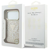 Husă pentru iPhone 17 Pro / iPhone 18 Pro, Guess Leopard Glitter Triangle Logo MagSafe, Roz