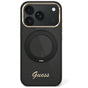 Husă pentru iPhone 17 Pro / iPhone 18 Pro, Guess Ring Stand Script Metal Logo MagSafe, Neagră