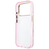Husă pentru iPhone 17 Pro / iPhone 18 Pro, Guess IML Glitter Blossom Roses MagSafe, Roz