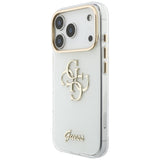 Husă pentru iPhone 18 Pro, Guess IML 4G Metal Script, Albă