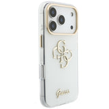 Husă pentru iPhone 18 Pro, Guess IML 4G Metal Script, Albă