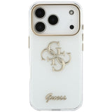 Husă pentru iPhone 17 Pro Max / iPhone 18 Pro Max, Guess IML 4G Metal Script, Albă