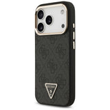Husă pentru iPhone 17 Pro / iPhone 18 Pro, Guess Hardcase 4G Triangle Logo MagSafe, Neagră
