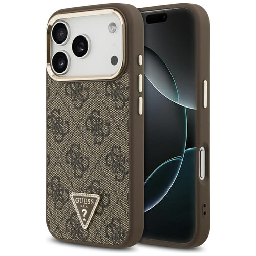 Husă pentru iPhone 17 Pro / iPhone 18 Pro, Guess Hardcase 4G Triangle Logo MagSafe, Maro