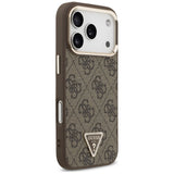 Husă pentru iPhone 17 Pro Max / iPhone 18 Pro Max, Guess Hardcase 4G Triangle Logo MagSafe, Maro