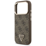 Husă pentru iPhone 17 Pro Max / iPhone 18 Pro Max, Guess Hardcase 4G Triangle Logo MagSafe, Maro