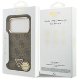 Husă pentru iPhone 17 Pro Max / iPhone 18 Pro Max, Guess Hardcase 4G Triangle Logo MagSafe, Maro