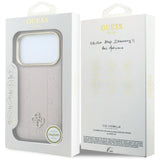 Husă pentru iPhone 17 Pro / iPhone 18 Pro, Guess Leather Stripe Peony 4G MagSafe, Roz
